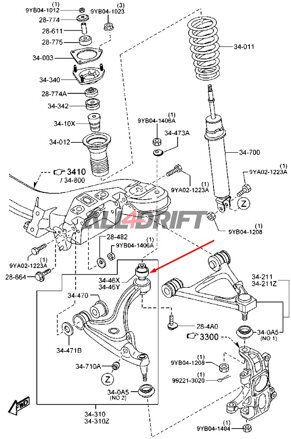 MAZDA első alsó uniball silenblock karok